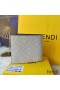 Fendi Bi-fold Wallet In FF Motif Fabric White/Red