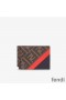 Fendi Bill Clip In FF Motif Fabric Brown/Red