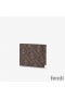 Fendi Bill Clip In FF Motif Fabric Brown/Red