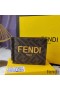 Fendi Bill Clip In ROMA Logo FF Motif Fabric Brown