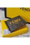 Fendi Bill Clip In ROMA Logo FF Motif Fabric Brown