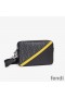 Fendi Compact Camera Case In FF Motif Fabric Black/Yellow