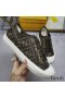 Fendi Domino Sneakers Unisex FF Motif Fabric Brown
