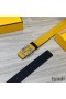 Fendi FF Buckle Reversible Belt In Calfskin Yellow/Silver