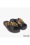 Fendi Fendigraphy Crossover Slides Women Leather Black
