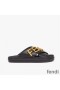Fendi Fendigraphy Crossover Slides Women Leather Black