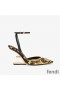 Fendi First Slingback Pumps Women Fendace Baroque Fabric Brown