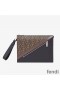 Fendi Flat Pouch In FF Motif Fabric Brown/Coffee