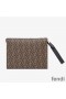 Fendi Flat Pouch In FF Motif Fabric Brown/Coffee