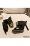 Fendi Heeled Slides Women Fendace FF Fabric Black