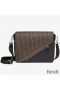 Fendi Large Messenger Bag In FF Motif Fabric Brown