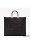 Fendi Large Sunshine Shopper Bag In ROMA Logo Calf Leather Black