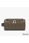 Fendi Make-up Bag with Handle In FF Motif Fabric Brown