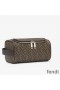 Fendi Make-up Bag with Handle In FF Motif Fabric Brown