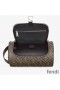 Fendi Make-up Bag with Handle In FF Motif Fabric Brown