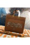 Fendi Medium Sunshine Shopper Bag In Python ROMA Logo Calf Leather Brown
