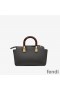 Fendi Mini By The Way Boston Bag In ROMA Logo Calf Leather Black