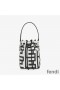 Fendi Mini Mon Tresor Bucket Bag In Fendi Roma Capsule Leather Black/White