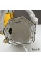 Fendi Mini Mon Tresor Bucket Bag with Woven Handle In FF Motif Canvas White