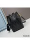 Fendi Mon Tresor Bucket Bag In FF Motif Calf Leather Black