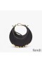 Fendi Nano Fendigraphy Hobo Bag In Calf Leather Black