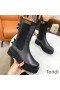 Fendi Promenades Ankle Boots Women Leather with Stretch Fabric Black
