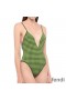 Fendi Reversible Swimsuit with Straps Women Checkered FF Motif Lycra Green/Brown