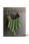 Fendi Reversible Swimsuit with Straps Women Checkered FF Motif Lycra Green/Brown