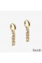 Fendi Signature Earrings In Crystal Metal Gold