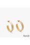 Fendi Small Forever Hoop Earrings In Enamel Metal White/Gold