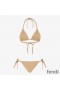Fendi Triangular Bikini with Ties Women FF Motif Lycra Beige