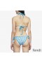Fendi Triangular Bikini with Ties Women FF Vertigo Motif Lycra Sky Blue