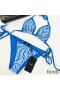 Fendi Triangular Bikini with Ties Women FF Vertigo Motif Lycra Sky Blue