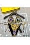 Fendi Triangular Bikini with Ties Women Fendace Baroque Motif Lycra Black