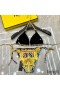 Fendi Triangular Bikini with Ties Women Fendace Baroque Motif Lycra Black