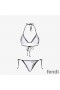 Fendi Triangular Bikini with Ties Women Joshua Vides Motif Lycra White