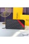 Fendi Zip Around Wallet In FF Motif Fabric Black/Red