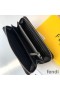 Fendi Zip Around Wallet In FF Motif Fabric Black/Red
