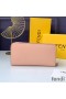 Fendi Zip Around Wallet In ROMA Logo Calf Leather Pink
