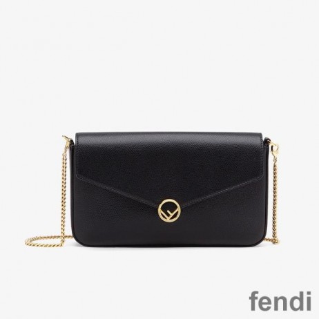 F is Fendi Chain Pouch In Calf Leather Black