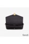 F is Fendi Chain Pouch In Calf Leather Black