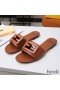 Fendi Baguette Slides Women Leather Brown