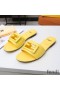 Fendi Baguette Slides Women Leather Yellow