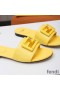 Fendi Baguette Slides Women Leather Yellow