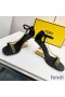 Fendi First Sandals Women Leather with Fendace Chain Black