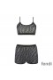 Fendi Underwear Set Women FF Fish-Eye Motif Lycra Black