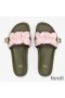 Fendi Vertigo Slides Women FF Motif Satin Pink