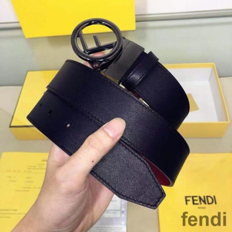 F is Fendi Buckle Reversible Belt In Calf Leather Black/Red