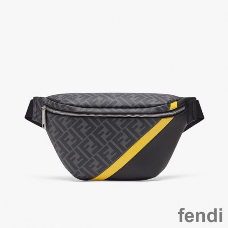 Fendi Belt Bag In FF Motif Fabric Black/Yellow