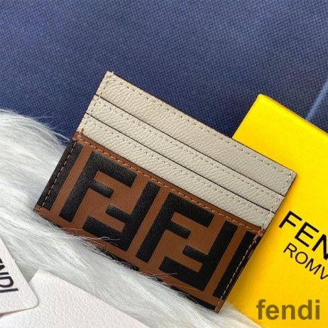 Fendi Card Holder In FF Motif Nappa Leather Grey